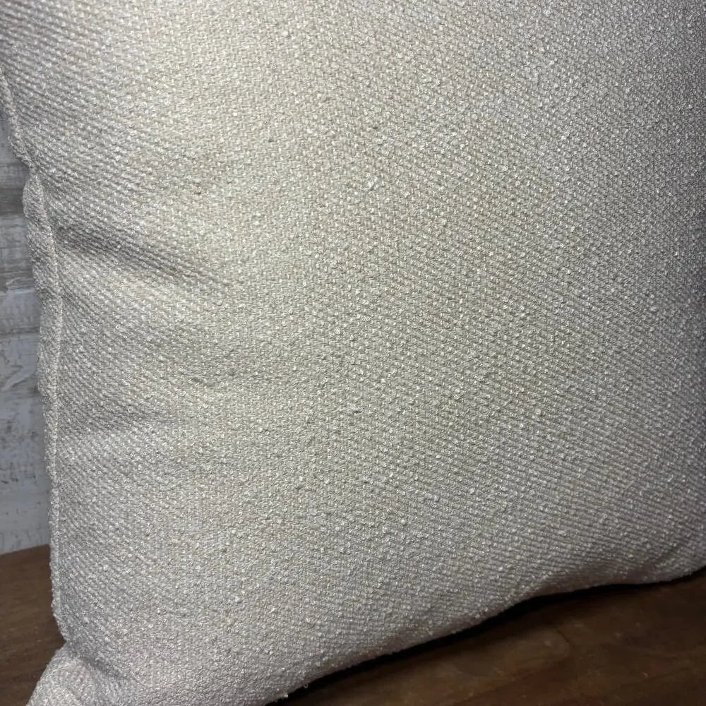 Off White Textured Square Throw Pillow